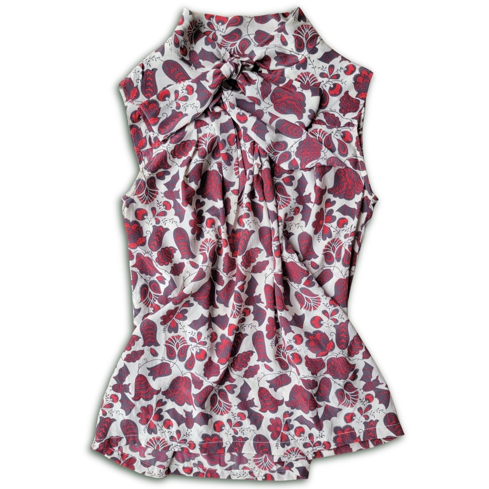 Marc By Marc Jacobs 100% Silk Flowy Breezy Res Bats And Floral Print Sleeveless